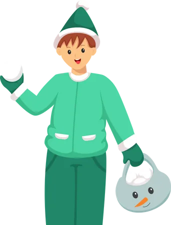 Boy with Snowball  Illustration