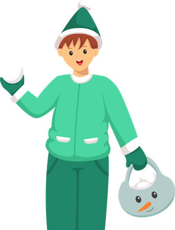 Boy with Snowball  Illustration