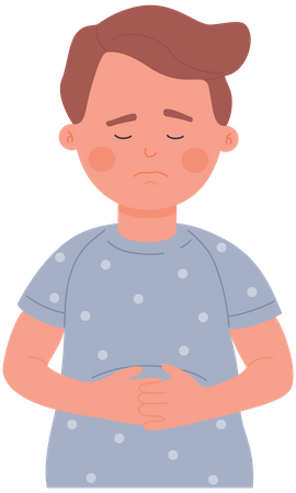 Boy With Stomach Pain  Illustration