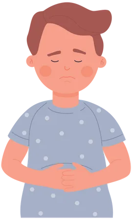 Boy With Stomach Pain  Illustration