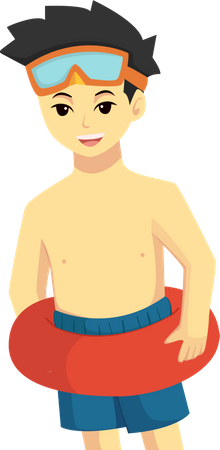 Boy with Swimming Costume Illustration