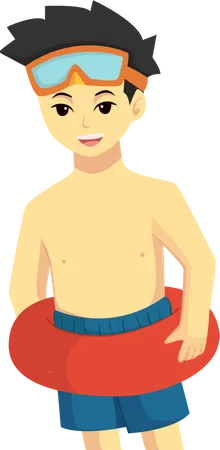Boy with Swimming Costume Illustration