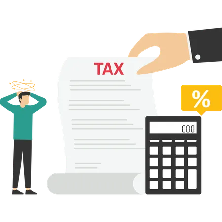 Boy with tax report  Illustration