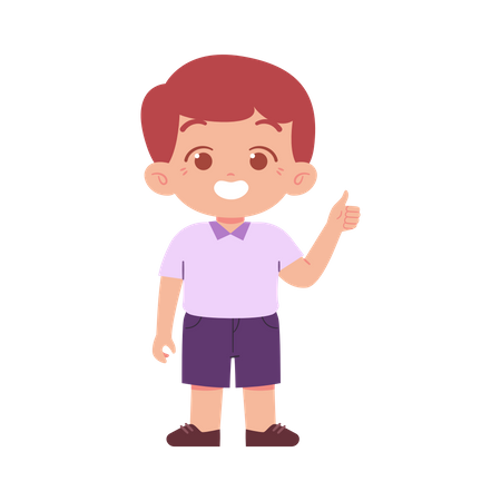 Boy With Thumbs Up Finger Illustration