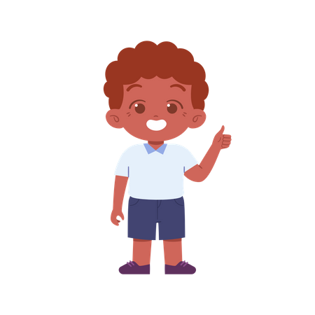Boy With Thumbs Up Finger Illustration