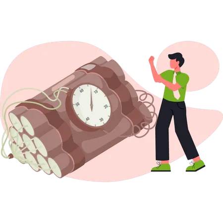 Boy with time bomb  Illustration