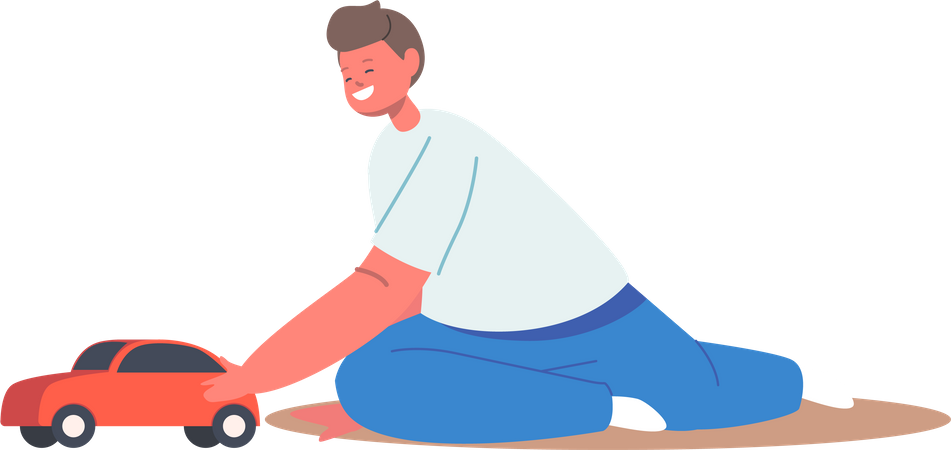 Boy with toy car  Illustration