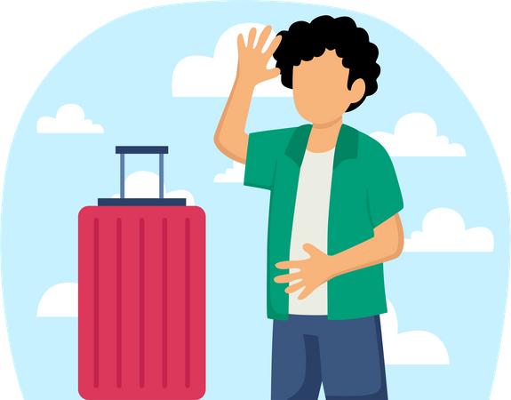 Boy with travel luggage  Illustration