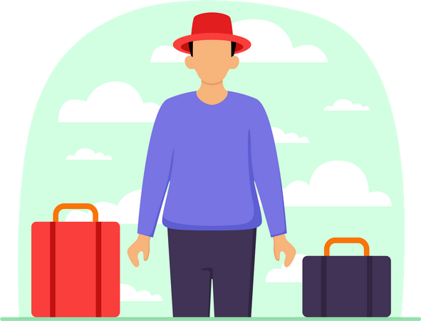 Boy with travel luggage  Illustration