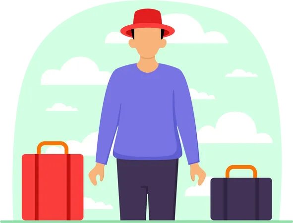 Boy with travel luggage  Illustration