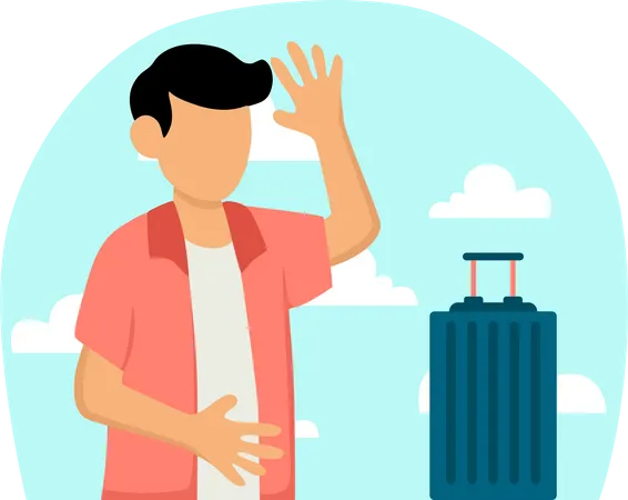 Boy with travel luggage  Illustration