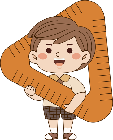 Boy with triangle ruler  Illustration