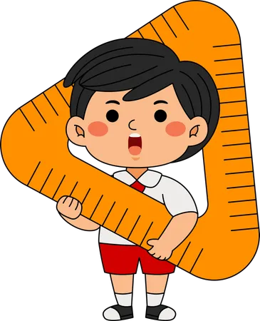 Boy with triangle ruler  Illustration