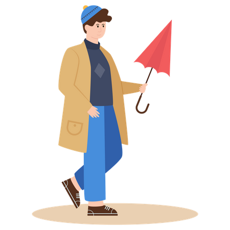 Boy with umbrella Illustration