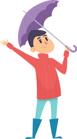 Boy with umbrella  Illustration