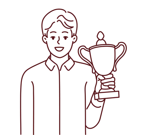 Boy with winner trophy  Illustration