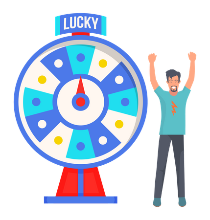 Boy won lottery while playing wheel of fortune  Illustration