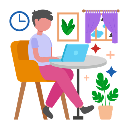 Boy Work Faster by Typing Efficiently  Illustration