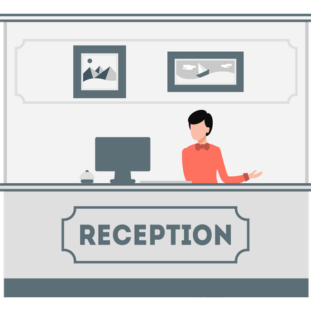 Boy working as a receptionist  Illustration