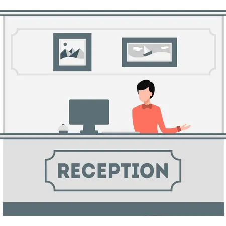 Boy working as a receptionist  Illustration