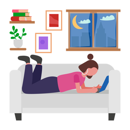 Boy Working Comfortably  Illustration