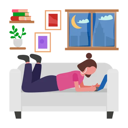Boy Working Comfortably  Illustration