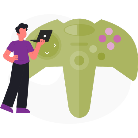 Boy  working game equipment  Illustration