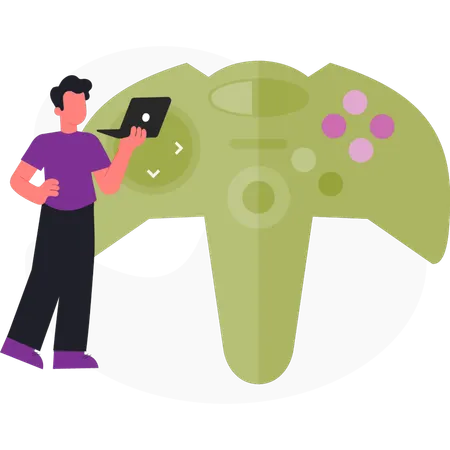 Boy  working game equipment  Illustration