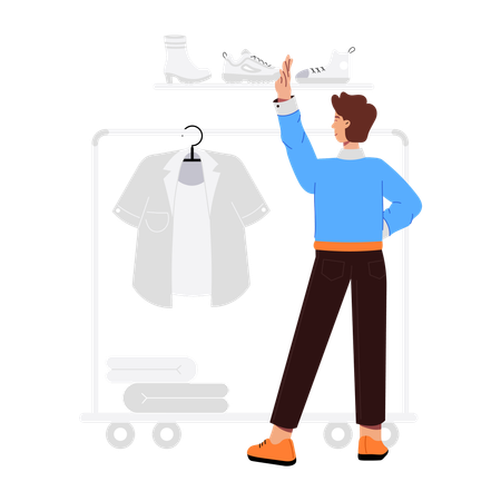 Boy working in dress shop  Illustration