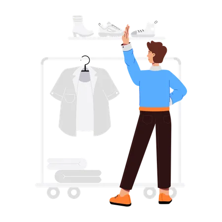 Boy working in dress shop  Illustration