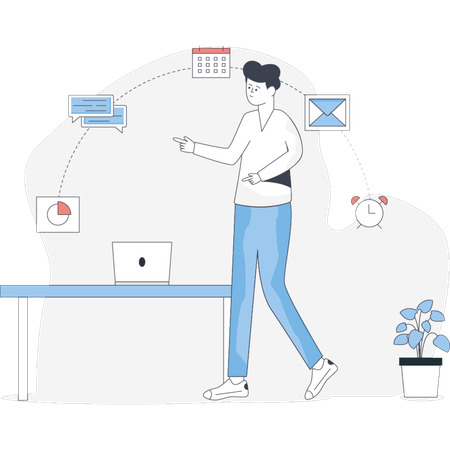 Boy  working in office  Illustration