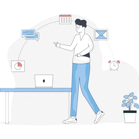 Boy  working in office  Illustration