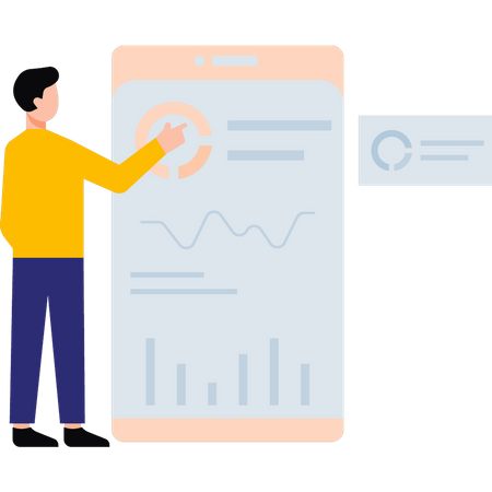 Boy working on analysis chart  Illustration