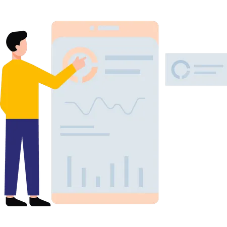 Boy working on analysis chart  Illustration