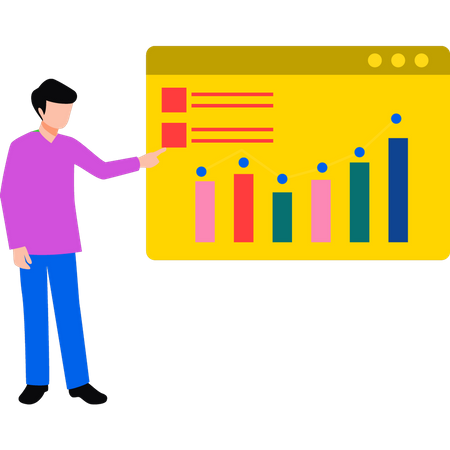 Boy working on analysis graph  Illustration