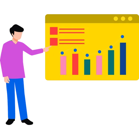 Boy working on analysis graph  Illustration