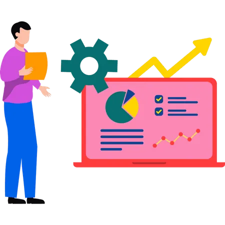 Boy working on analysis graph  Illustration