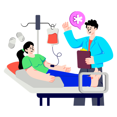 Boy working on Blood Transfusion  Illustration