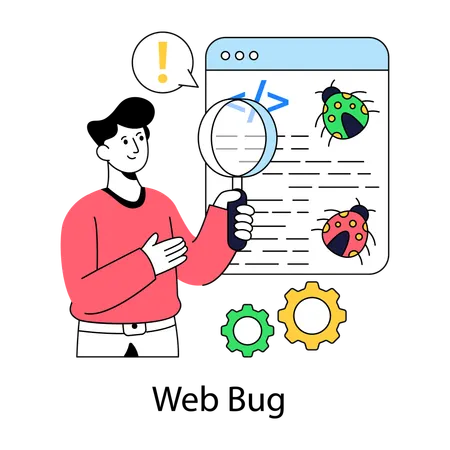 Boy working on bug testing  Illustration