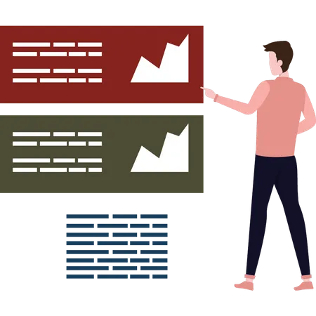 Boy working on business analysis  Illustration