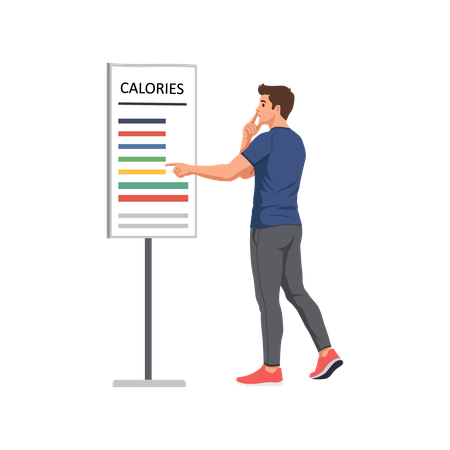 Boy working on calories tracking  Illustration