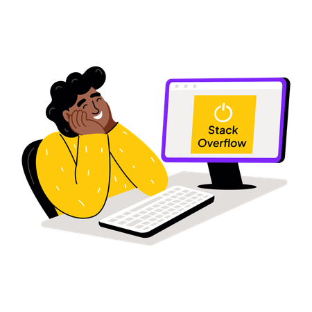 Boy working on coding resource  Illustration