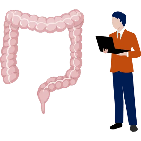 Boy  working on colonoscopy  Illustration