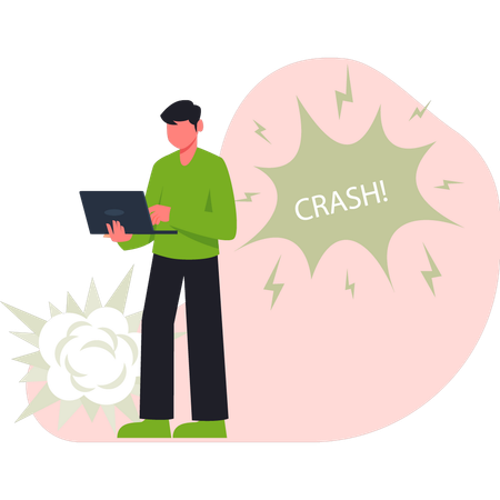 Boy  working on crash  Illustration