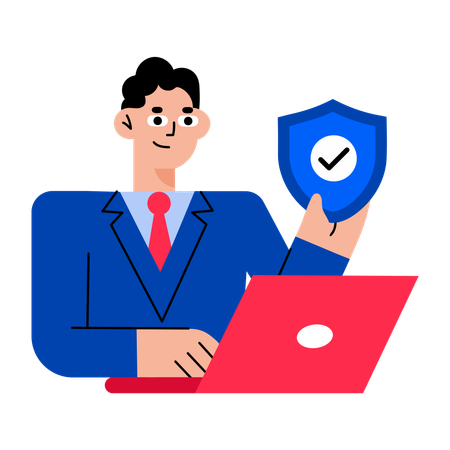 Boy working on cybersecurity  Illustration
