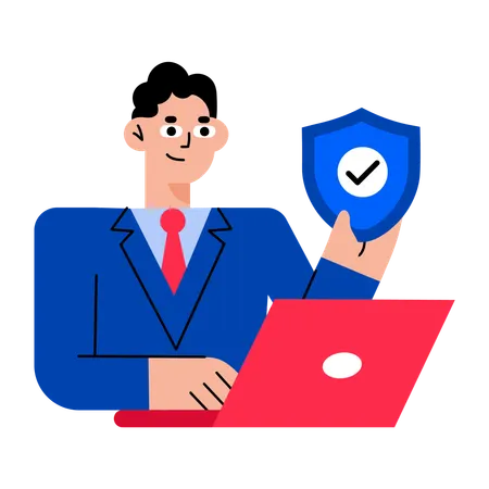 Boy working on cybersecurity  Illustration