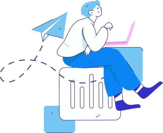 Boy working on data analysis  Illustration