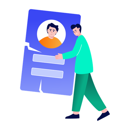Boy working on data breach  Illustration
