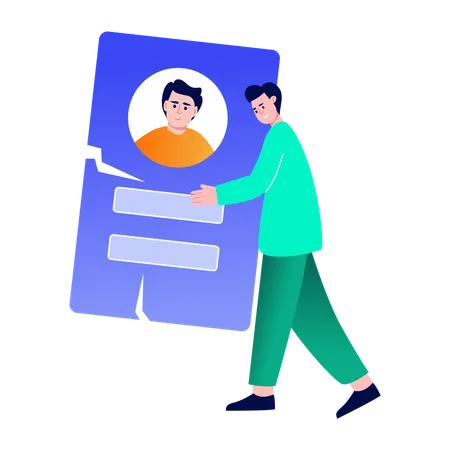 Boy working on data breach  Illustration