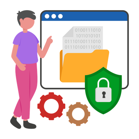 Boy working on data Encryption  Illustration